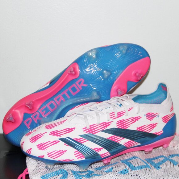 Adidas Predator Elite FG Soccer Cleats Mens 6-8.5 White Pink Blue - Picture 1 of 7